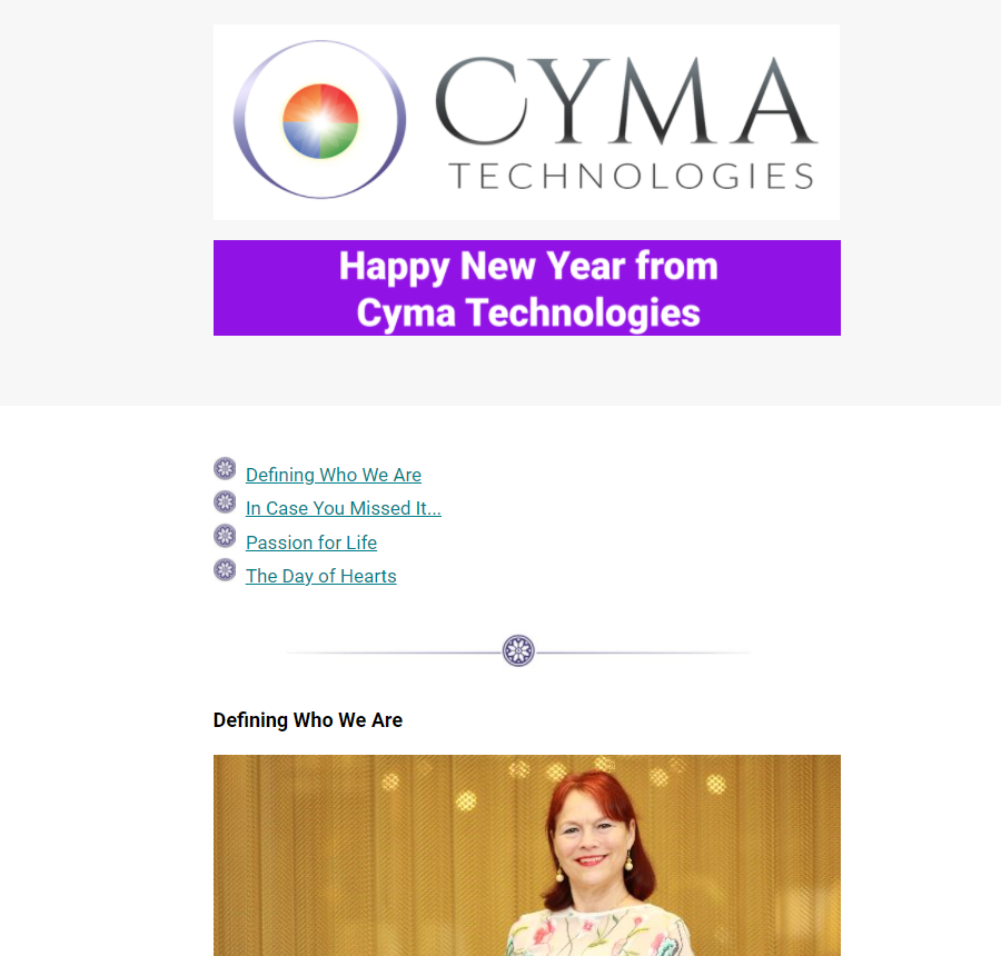 Cyma Technologies Newsletter January 2022