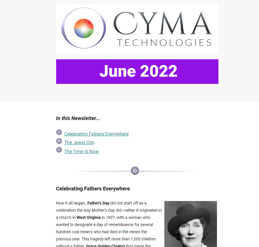 Cyma Technologies June 2022 Newsletter