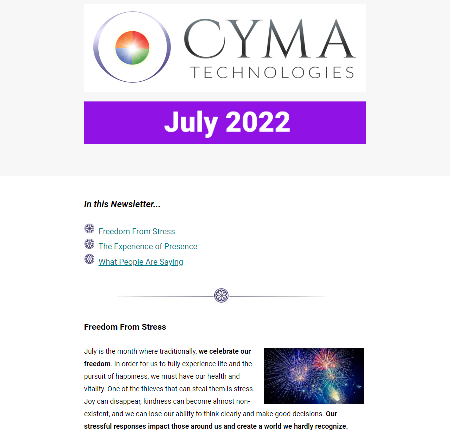 Cyma Technologies July 2022 Newsletter