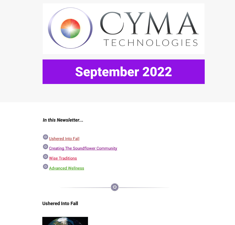 Cyma Technologies September 2022 Newsletter