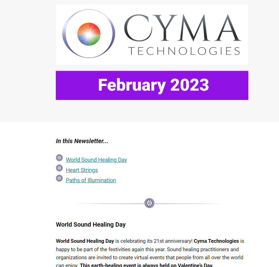 Cymatechnologies Newsletter February 2023